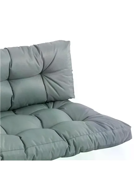 Outsunny 2Pcs Garden Tufted Pallet Cushions Seat Pad Back Cushion Indoor Outdoor Grey