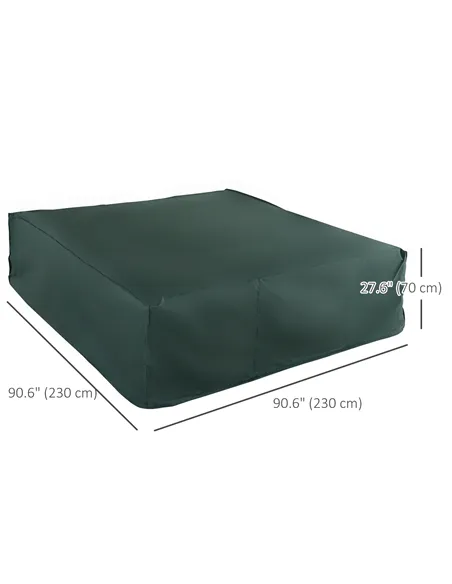 Outsunny Large Patio Garden Furniture Set Cover 600D Oxford Square Waterproof, 230 x 230 x 70 cm, Green
