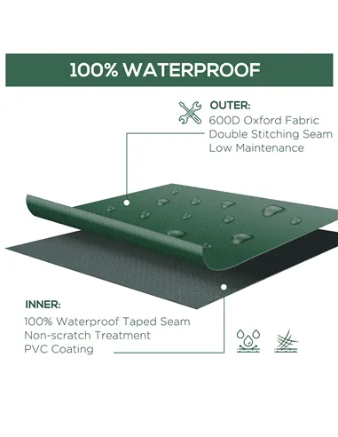 Outsunny Large Patio Garden Furniture Set Cover 600D Oxford Square Waterproof, 230 x 230 x 70 cm, Green