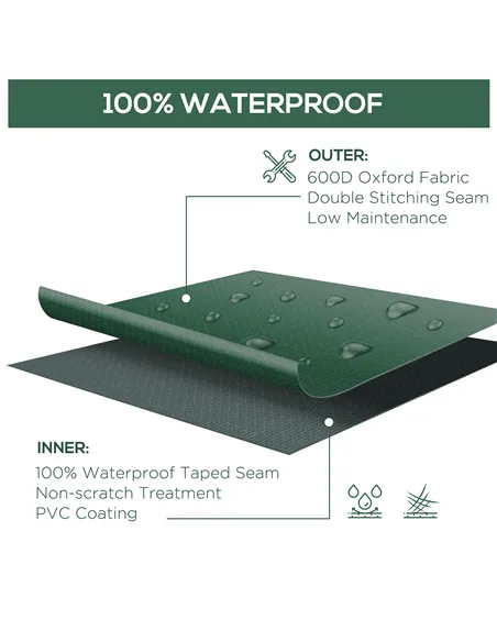 Outsunny Large Patio Garden Furniture Set Cover 600D Oxford Square Waterproof, 230 x 230 x 70 cm, Green
