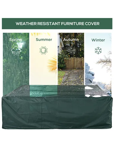 Outsunny Large Patio Garden Furniture Set Cover 600D Oxford Square Waterproof, 230 x 230 x 70 cm, Green