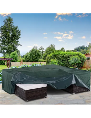 Outsunny Large Patio Garden Furniture Set Cover 600D Oxford Square Waterproof, 230 x 230 x 70 cm, Green