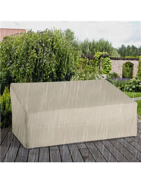 Outsunny 600D Oxford Cloth Garden Furniture Cover Waterproof, 3 Seater Sofa Protector for Patio, Outdoor, Beige, 218 x 111 x 63-