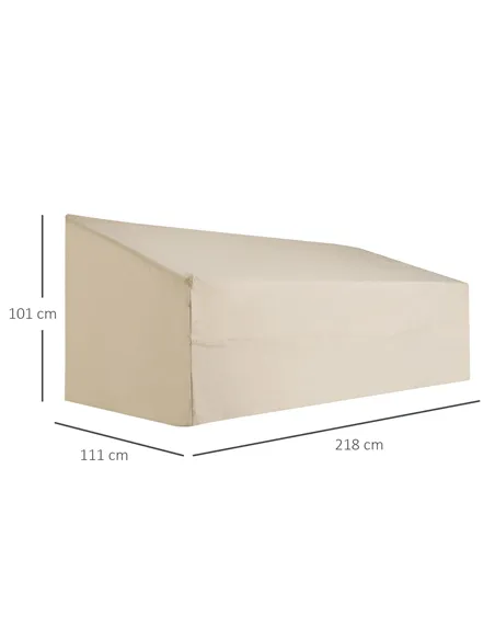 Outsunny 600D Oxford Cloth Garden Furniture Cover Waterproof, 3 Seater Sofa Protector for Patio, Outdoor, Beige, 218 x 111 x 63-