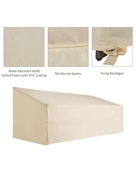 Outsunny 600D Oxford Cloth Garden Furniture Cover Waterproof, 3 Seater Sofa Protector for Patio, Outdoor, Beige, 218 x 111 x 63-