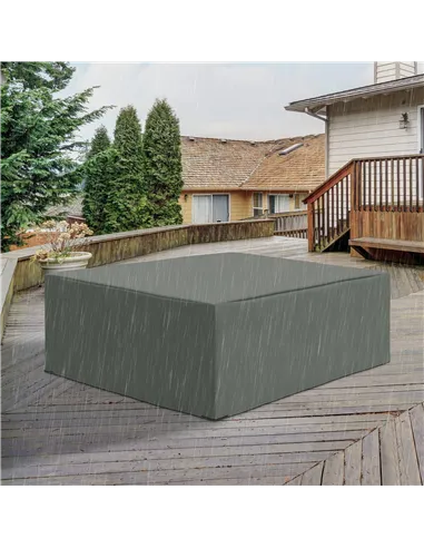 Outsunny 600D Oxford Outdoor Garden Furniture Sofa Set Cover, Waterproof Anti-UV Rattan Sun Lounger Protection Protector Cover, 