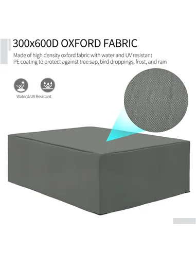 Outsunny 600D Oxford Outdoor Garden Furniture Sofa Set Cover, Waterproof Anti-UV Rattan Sun Lounger Protection Protector Cover, 