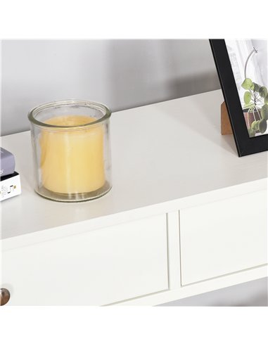 HOMCOM Console Table Side Desk w/ Shelves Drawers Open Top X Support Frame Living Room Hallway Home Office Furniture White