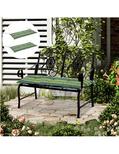 Outsunny Polyester Set Of 2 Swing Chair Cushion Green Stripes 2