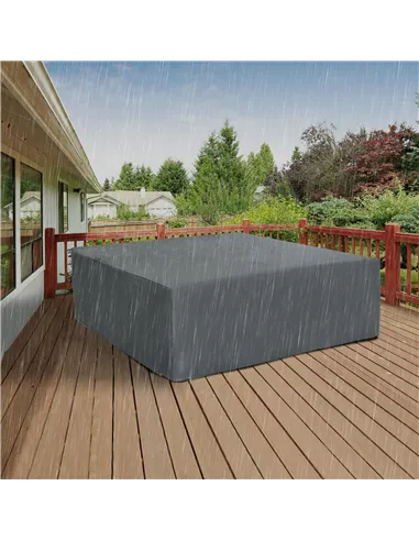 Outsunny 205x192cm Outdoor Garden Rattan Furniture Protective Cover Water UV Resistant Grey