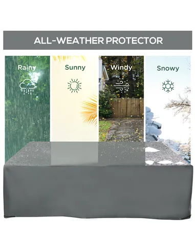 Outsunny 205x192cm Outdoor Garden Rattan Furniture Protective Cover Water UV Resistant Grey