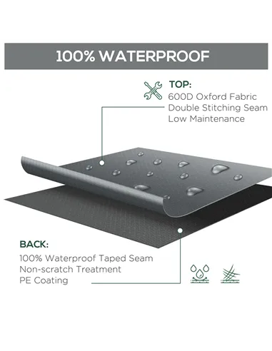 Outsunny 205x192cm Outdoor Garden Rattan Furniture Protective Cover Water UV Resistant Grey