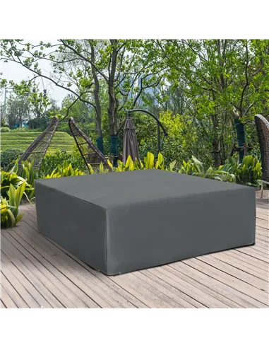 Outsunny 205x192cm Outdoor Garden Rattan Furniture Protective Cover Water UV Resistant Grey