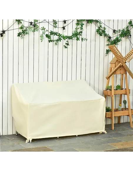 Outsunny 600D Oxford Cloth Furniture Cover, 2 Seater Sofa Protector for Garden Patio, Outdoor, Waterproof, Beige, 140L x 84W x 5