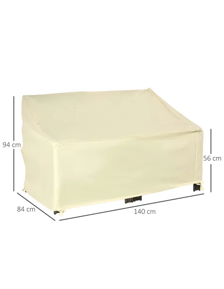 Outsunny 600D Oxford Cloth Furniture Cover, 2 Seater Sofa Protector for Garden Patio, Outdoor, Waterproof, Beige, 140L x 84W x 5