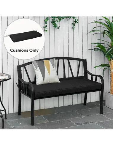 Outsunny Garden Bench Cushion 2 Seater Loveseat Seat Pad for Patio Swing Furniture for Indoor & Outdoor Use, 120 x 50 x 8 cm, Bl