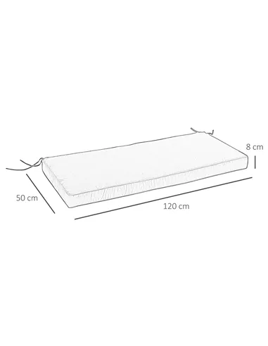 Outsunny Garden Bench Cushion 2 Seater Loveseat Seat Pad for Patio Swing Furniture for Indoor & Outdoor Use, 120 x 50 x 8 cm, Bl