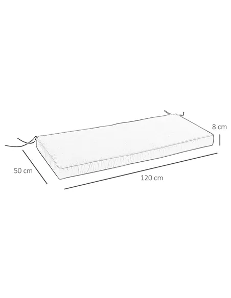 Outsunny Garden Bench Cushion 2 Seater Loveseat Seat Pad for Patio Swing Furniture for Indoor & Outdoor Use, 120 x 50 x 8 cm, Bl
