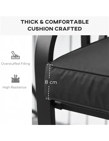 Outsunny Garden Bench Cushion 2 Seater Loveseat Seat Pad for Patio Swing Furniture for Indoor & Outdoor Use, 120 x 50 x 8 cm, Bl