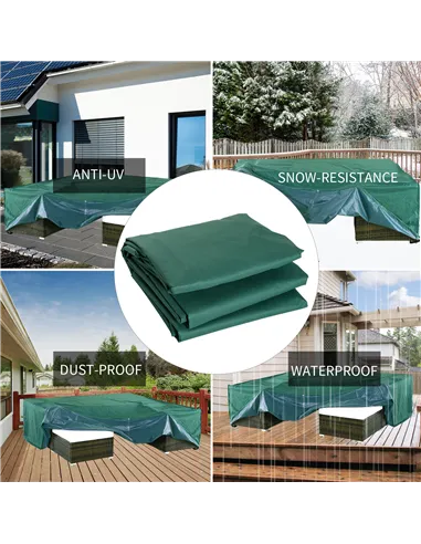 Outsunny Garden Furniture Cover, Oxford Fabric Outdoor Rectangular Rattan Furniture Cover with PE Coating, Waterproof, Windproof