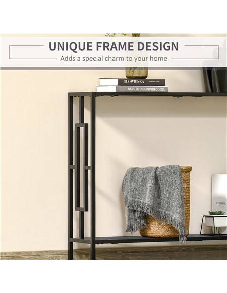HOMCOM Industrial Console Table with Storage Shelf, Narrow Hallway Dressing Desk with Metal Frame for Living Room, Bedroom, Grey