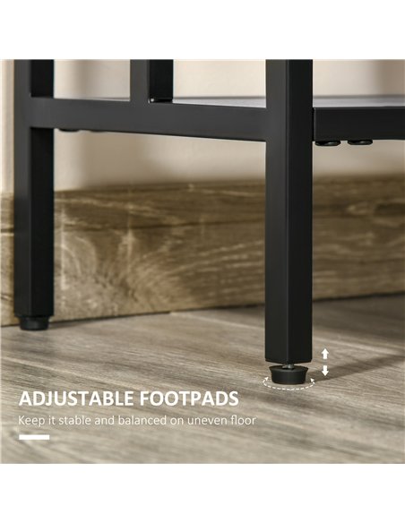 HOMCOM Industrial Console Table with Storage Shelf, Narrow Hallway Dressing Desk with Metal Frame for Living Room, Bedroom, Grey