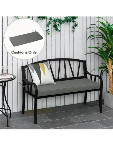 Outsunny Garden Bench Cushion 2 Seater Loveseat Seat Pad for Patio Swing Furniture for Indoor & Outdoor Use, 120 x 50 x 8 cm, Gr