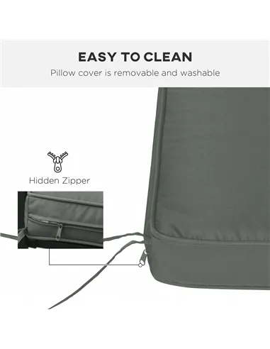 Outsunny Garden Bench Cushion 2 Seater Loveseat Seat Pad for Patio Swing Furniture for Indoor & Outdoor Use, 120 x 50 x 8 cm, Gr