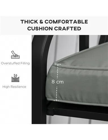 Outsunny Garden Bench Cushion 2 Seater Loveseat Seat Pad for Patio Swing Furniture for Indoor & Outdoor Use, 120 x 50 x 8 cm, Gr