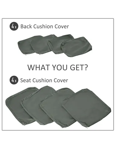 Outsunny  Replacement Cushion Cover Garden Rattan Patio Furniture Seat Cover Polyester Outdoor Deep Grey- No Cushion Included