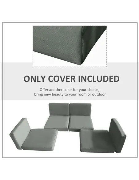 Outsunny  Replacement Cushion Cover Garden Rattan Patio Furniture Seat Cover Polyester Outdoor Deep Grey- No Cushion Included