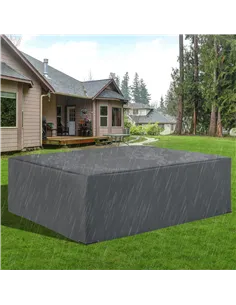 Outsunny 225x210cm Outdoor Garden Rattan Furniture Protective Cover Water UV Resistant Grey 2
