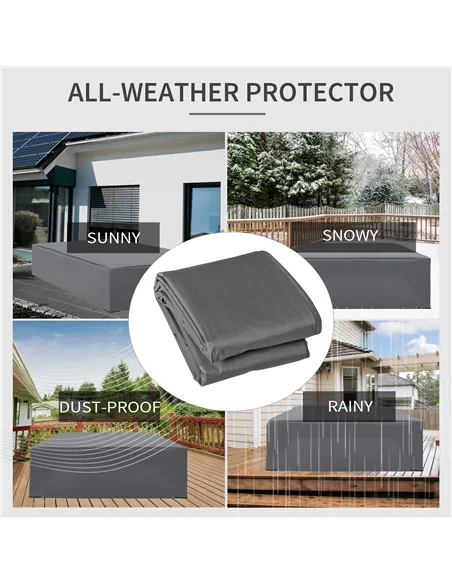 Outsunny 225x210cm Outdoor Garden Rattan Furniture Protective Cover Water UV Resistant Grey
