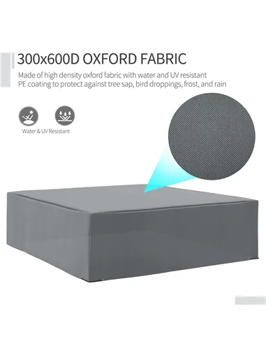 Outsunny 225x210cm Outdoor Garden Rattan Furniture Protective Cover Water UV Resistant Grey