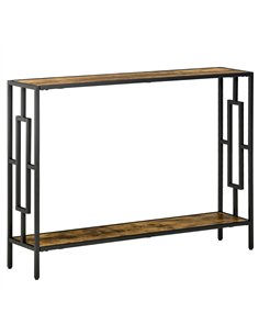 HOMCOM Industrial Console Table with Storage Shelf, Narrow Hallway Dressing Desk with Metal Frame for Living Room, Bedroom, Rust