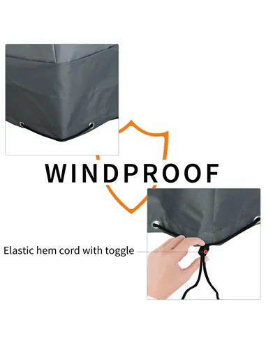 Outsunny Rectangular Patio Furniture Cover for Chairs Water UV Resistant Protection 600D Oxford Fabric Rattan Lounge Clean Cover