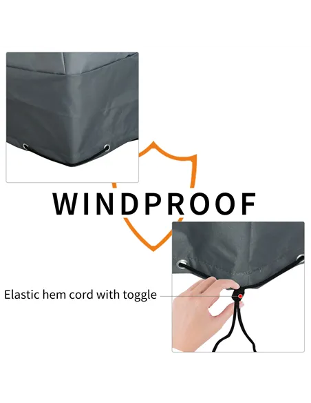 Outsunny Rectangular Patio Furniture Cover for Chairs Water UV Resistant Protection 600D Oxford Fabric Rattan Lounge Clean Cover