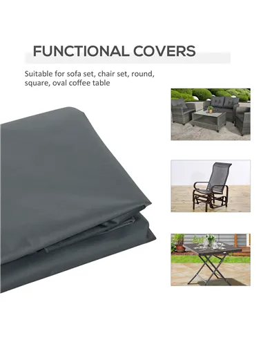 Outsunny Rectangular Patio Furniture Cover for Chairs Water UV Resistant Protection 600D Oxford Fabric Rattan Lounge Clean Cover