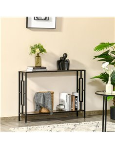 HOMCOM Industrial Console Table with Storage Shelf, Narrow Hallway Dressing Desk with Metal Frame for Living Room, Bedroom, Rust 2