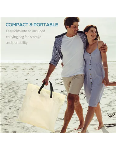 Outsunny Set of 2 Foldable Garden Beach Chair Mat Lightweight Outdoor Sun Lounger Seats Adjustable Back Metal Frame PE Fabric He