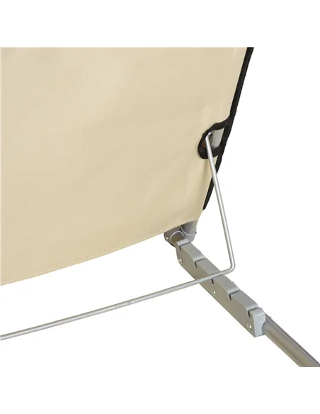 Outsunny Set of 2 Foldable Garden Beach Chair Mat Lightweight Outdoor Sun Lounger Seats Adjustable Back Metal Frame PE Fabric He