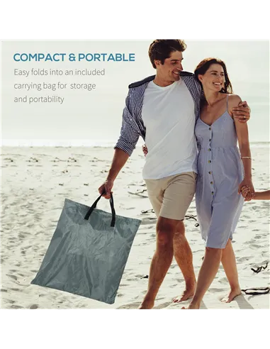 Outsunny Set of 2 Foldable Garden Beach Chair Mat Lightweight Outdoor Sun Lounger Seats Adjustable Back Metal Frame PE Fabric He