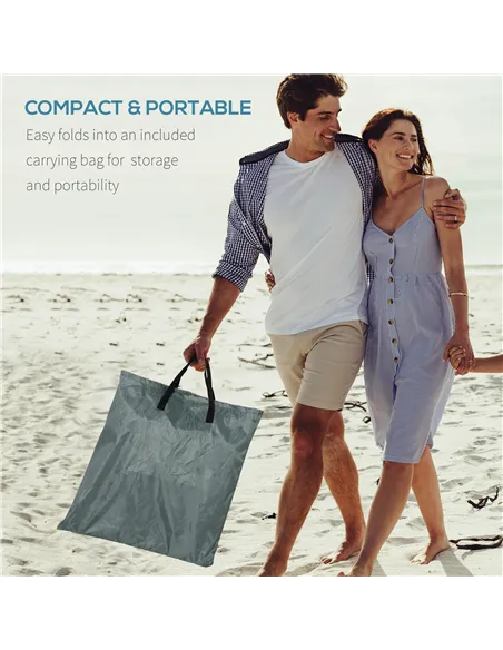 Outsunny Set of 2 Foldable Garden Beach Chair Mat Lightweight Outdoor Sun Lounger Seats Adjustable Back Metal Frame PE Fabric He