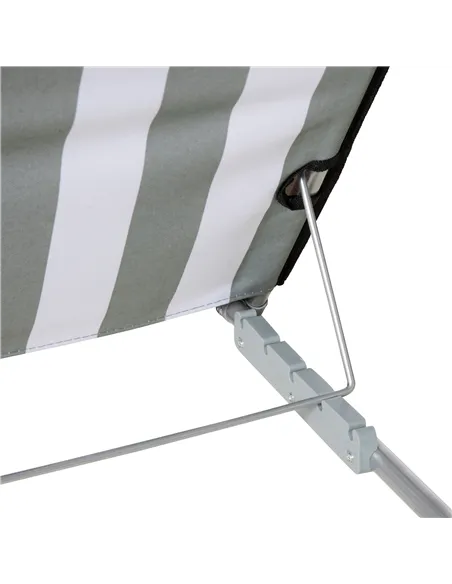 Outsunny Set of 2 Foldable Garden Beach Chair Mat Lightweight Outdoor Sun Lounger Seats Adjustable Back Metal Frame PE Fabric He