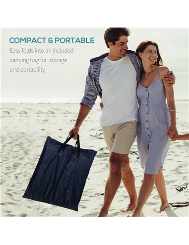 Outsunny Set of 2 Foldable Garden Beach Chair Mat Lightweight Outdoor Sun Lounger Seats Adjustable Back Metal Frame PE Fabric He