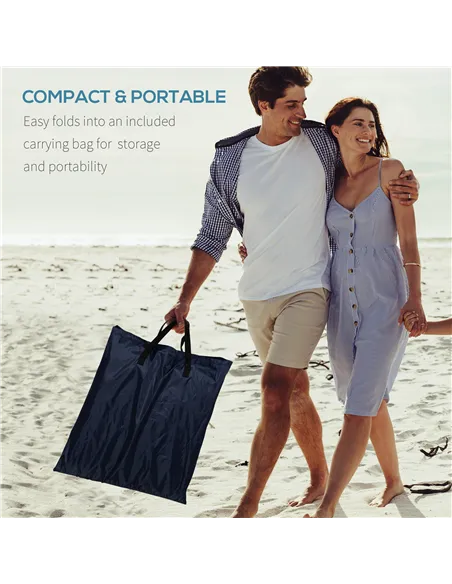 Outsunny Set of 2 Foldable Garden Beach Chair Mat Lightweight Outdoor Sun Lounger Seats Adjustable Back Metal Frame PE Fabric He