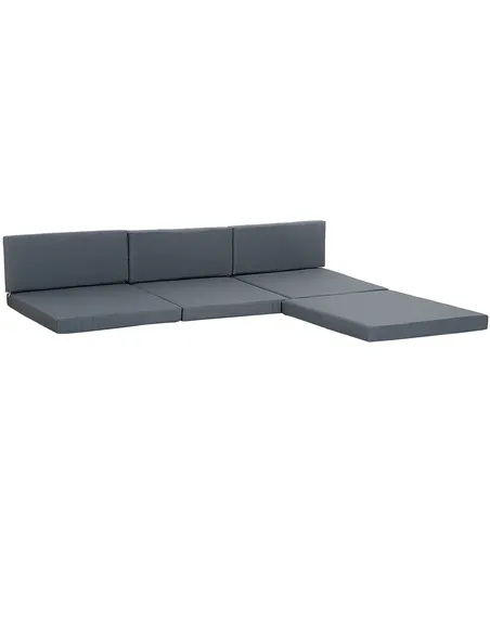 Outsunny Outdoor Cushion Pad Set for Rattan Furniture, 7 Piece Garden Furniture Cushions ONLY, Grey