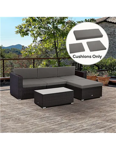Outsunny Outdoor Cushion Pad Set for Rattan Furniture, 7 Piece Garden Furniture Cushions ONLY, Grey