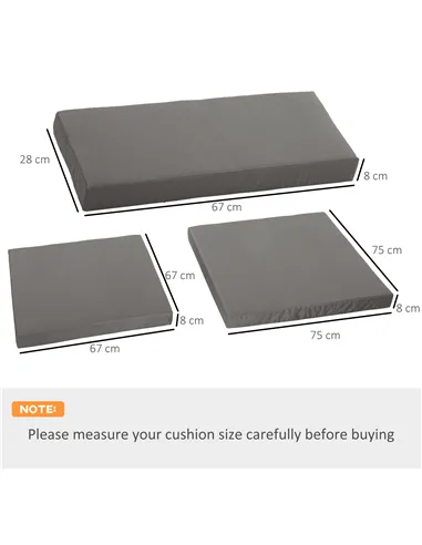 Outsunny Outdoor Cushion Pad Set for Rattan Furniture, 7 Piece Garden Furniture Cushions ONLY, Grey