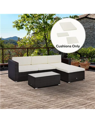 Outsunny Outdoor Cushion Pad Set for Rattan Furniture, 7 Piece Garden Furniture Cushions ONLY, Cream